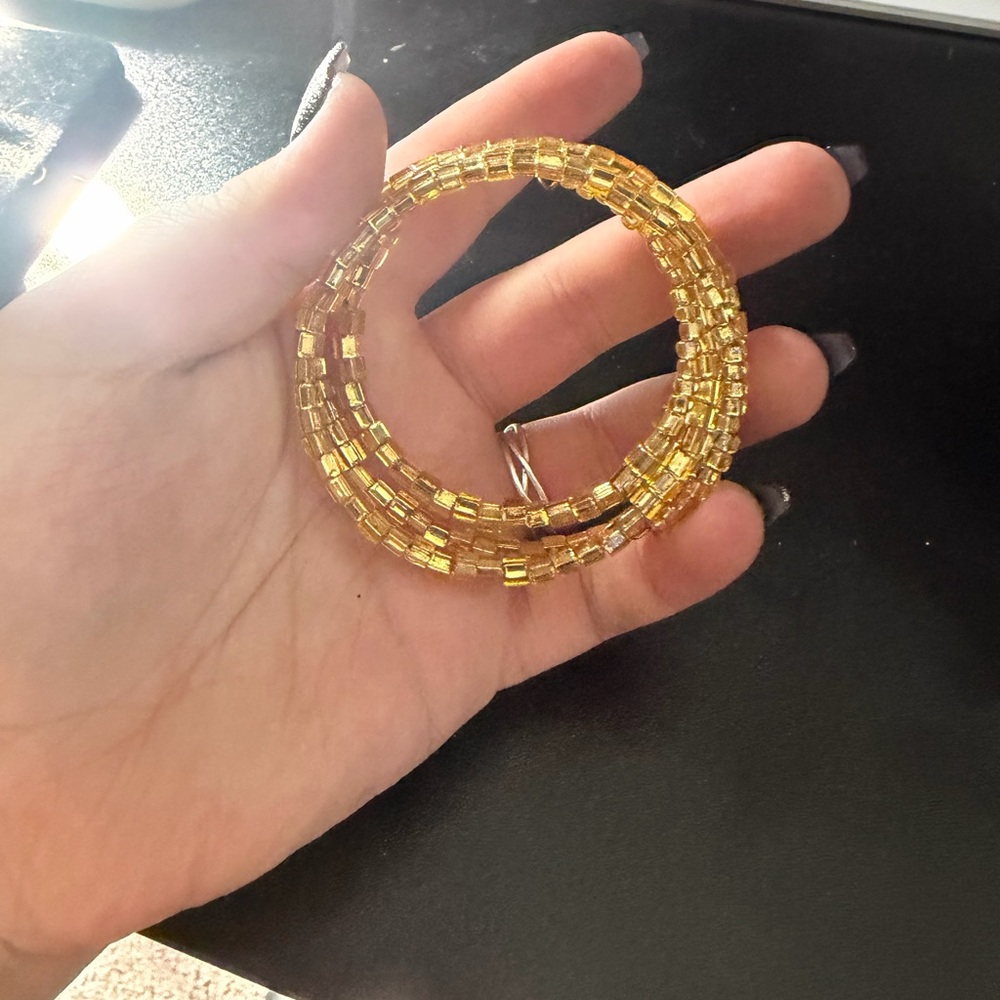 Gold Beaded Coil Bracelet - Women Jewelry